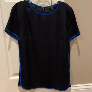 Navy silk blouse